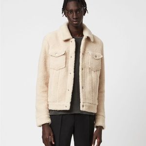 All Saints Bevin Trucker Jacket Sherpa Large Mens